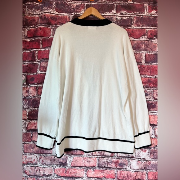 Karl Lagerfeld Paris Varsity Logo Patch Cardigan - Soft White - Picture 6 of 7